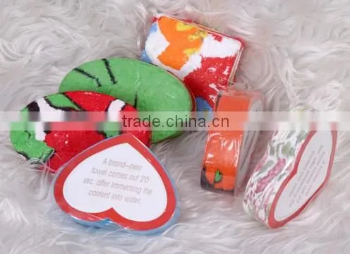 advertising gift 100% cotton compressed towel manufacturer
