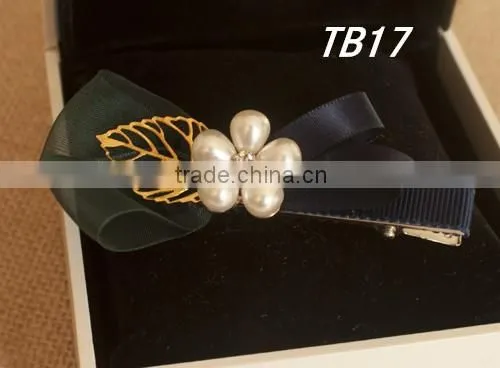 Fancy Chiffon Satin Ribbon Rhinestone Hair Clip Girls