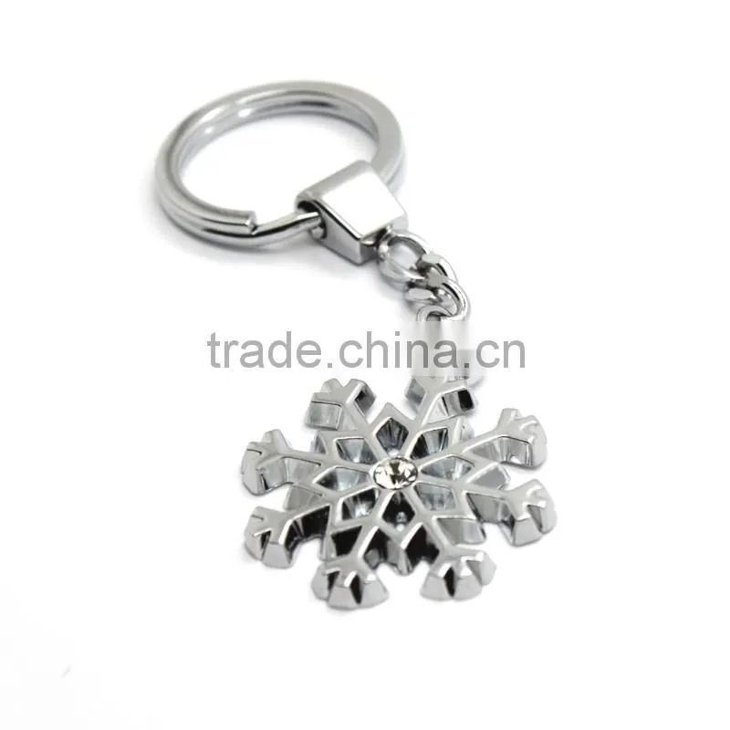Custom Metal Silver Tone snowflake keychain for christmas promotional gift