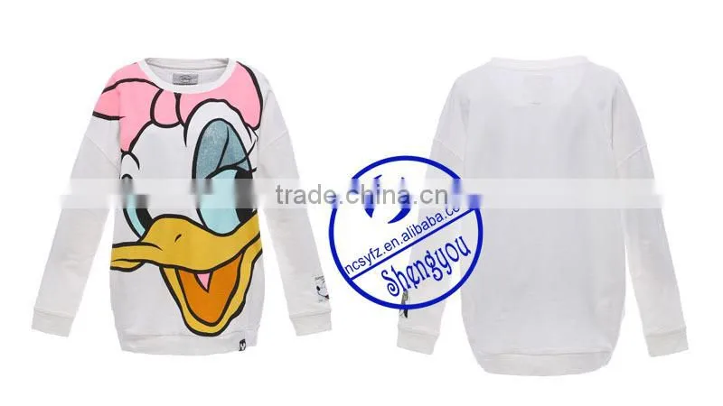 Custom women's longline sweatshirts with fashionale printing