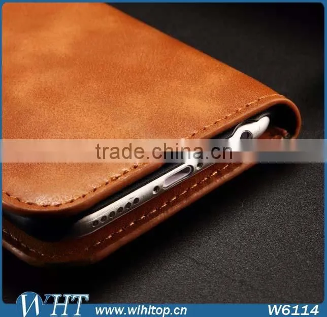 Retro Leather Sublimation Case for iPhone 6 Plus, Wallet Flip Case for iPhone 6 Wholesale