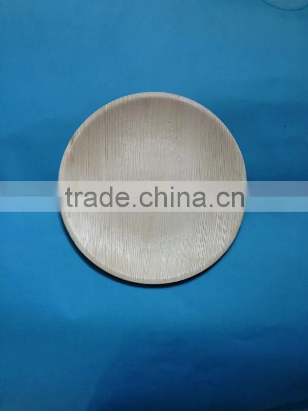 9'' round flat palm leaf plate for sale