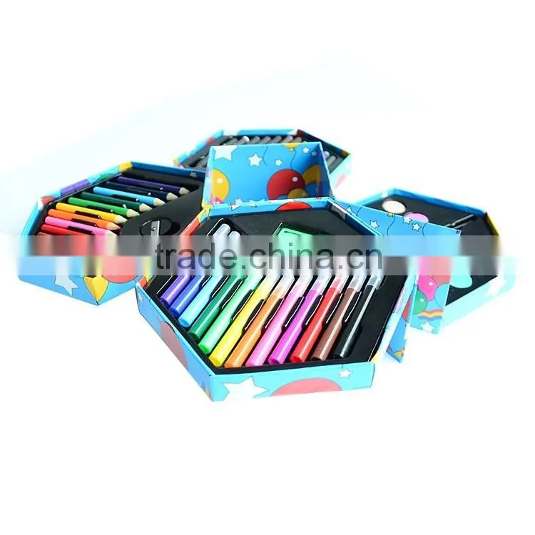 52PCS high quality wholesale art set stationery set with hexangular shape