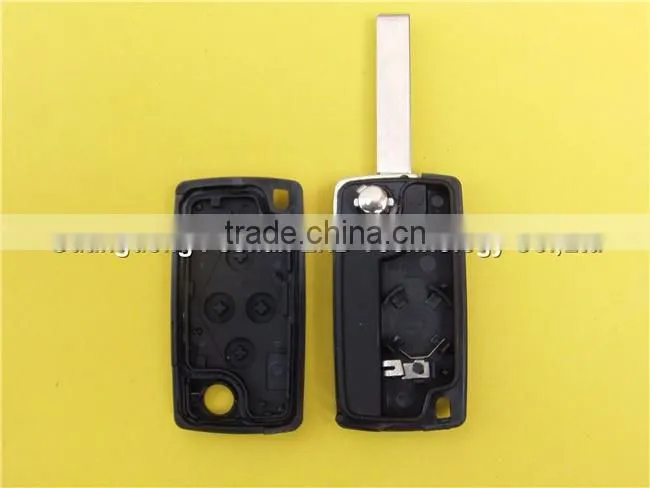 Best selling 4 buttons flip key shell for Peugeot 407 key fob with battery place