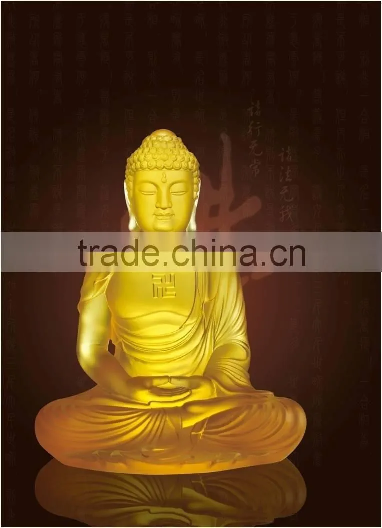 gold ingot buddha buddhism lobby decoration colored glaze liuli