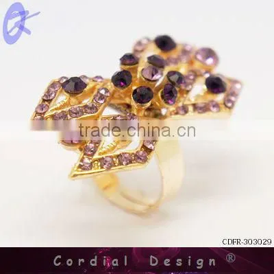hot sale wholesale four diamond shape rhinestone ring