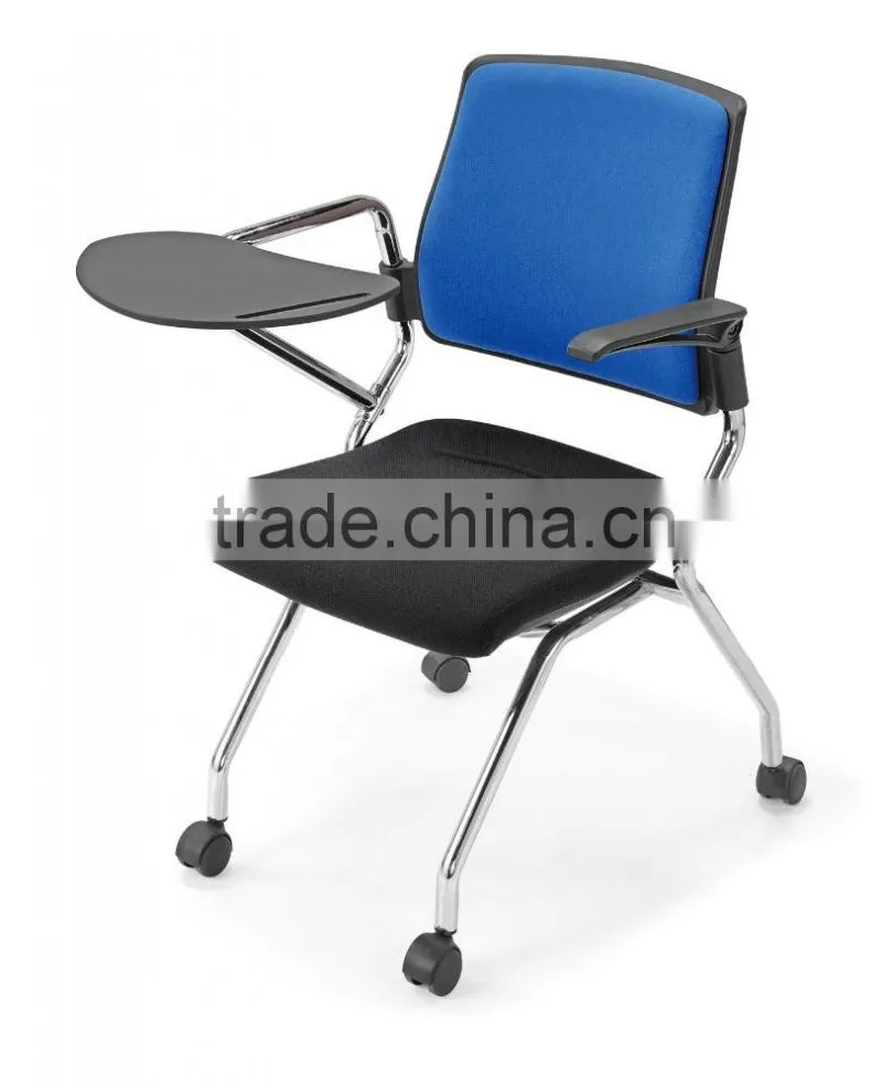 C137 student chair with writing pad and wheel,student chair with writing pad