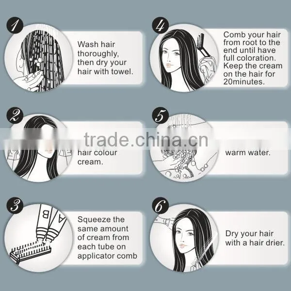 Cosmetics cream type non allergic permanent copper hair color