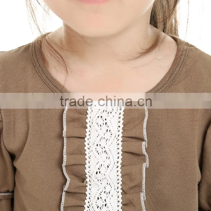 2016 kaiya fall soft solid cotton coffee long sleeve t-shirt and long pant