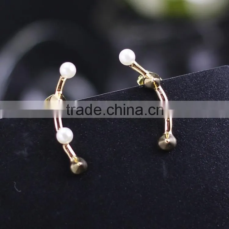 Kingman fashion 18K gold puddles big fake pearl earring