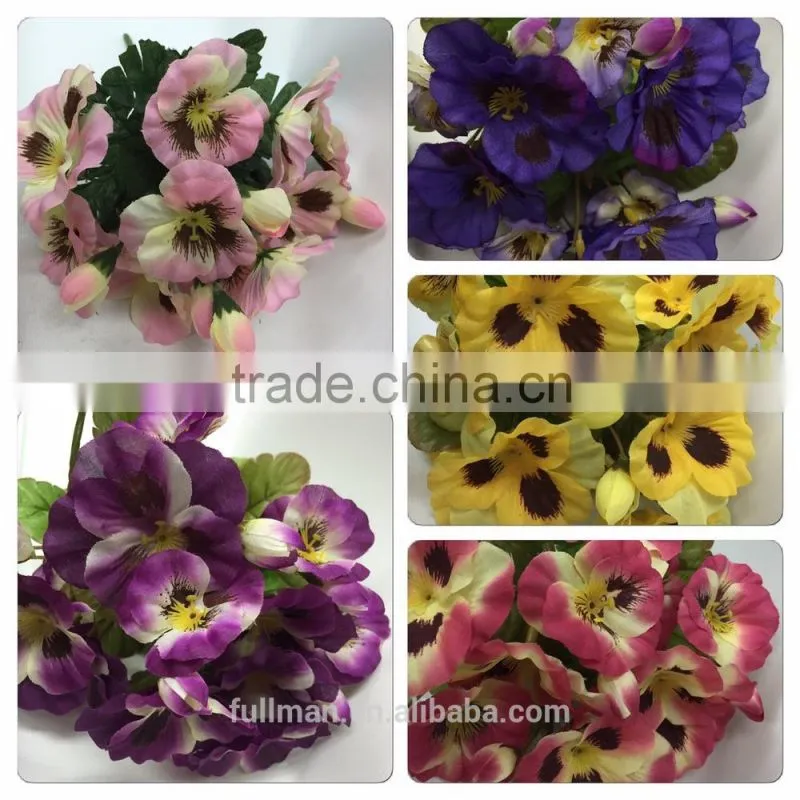 Cheap Artificial Silk Flowers for Dollar Store H24cm 5 Stems Pink Pansy