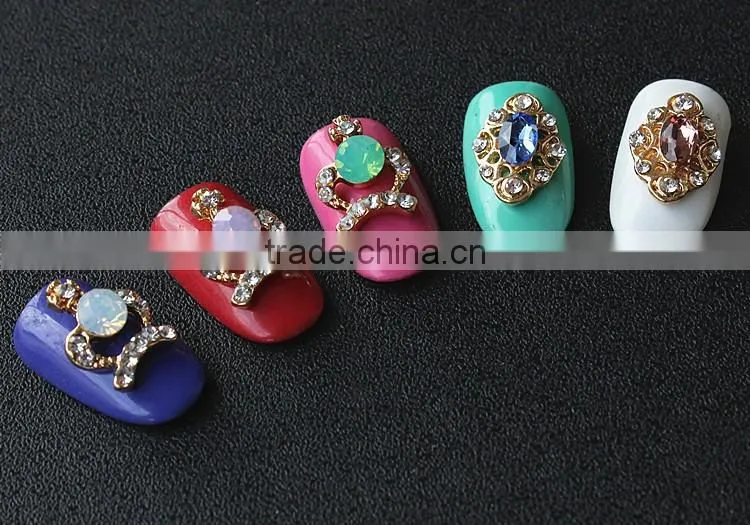 no fading color high opal rhinestone crown pearl setted crown oval pending metal charm for nail art
