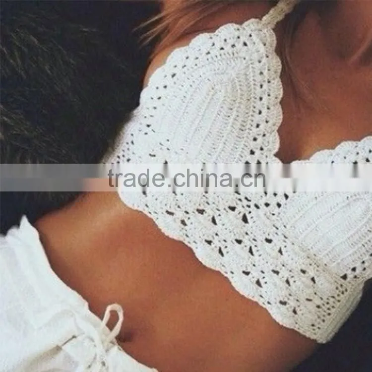 Handmade crochet hollow bikini top