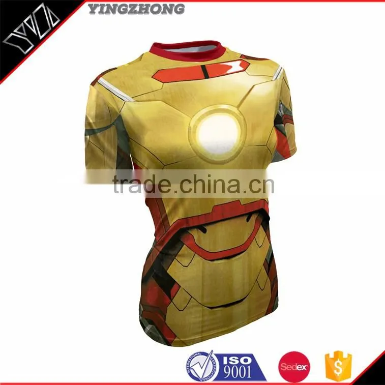 wholesale digital printing Gym dry fit men's compression shirt in sport wear
