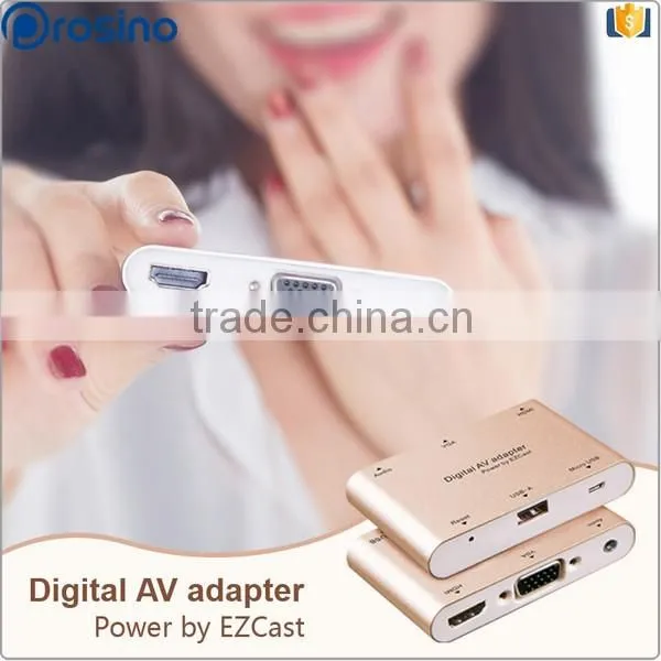 Customized Multifunction VGA / Audio connector USB-A / Micro USB Digital Av Multiport Adapter