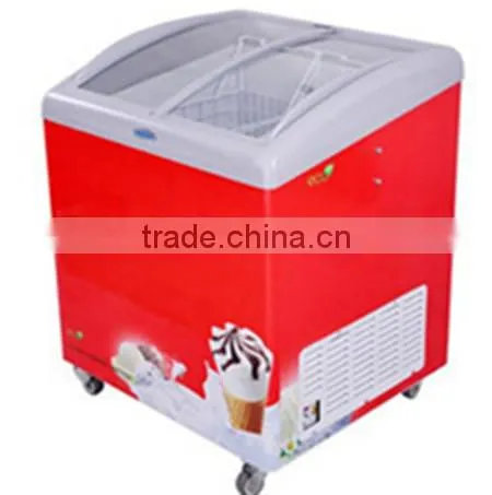 Double glass door display freezer for supermarket