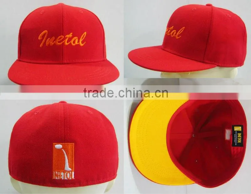 Embroidery and printed flat bill snapback hat
