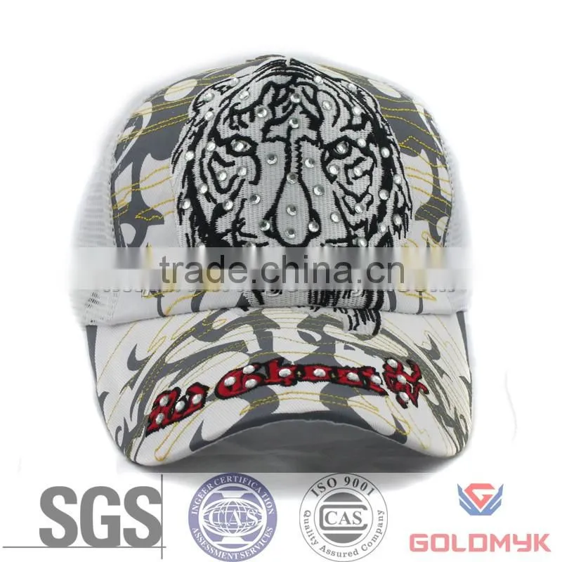 Skull Mesh Hat with Rhinestone