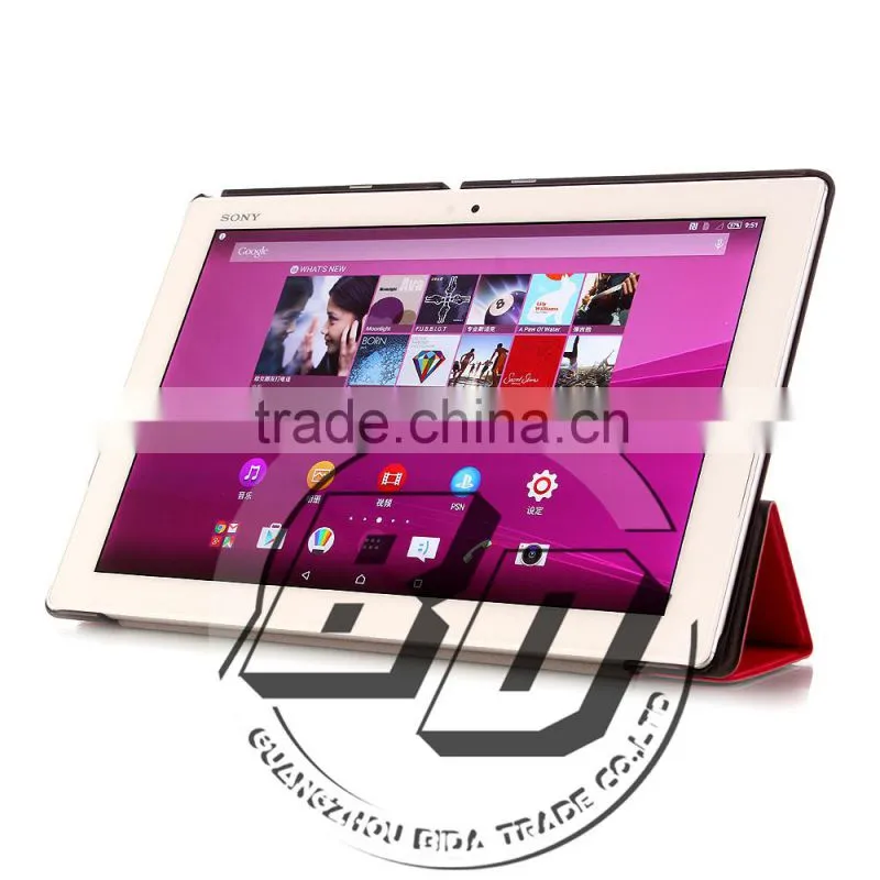 Manufacturer Wholesale Professional Three Folding Stand PU Leather Tablet Case For Sony Xperia Z4 Tablet lowest price