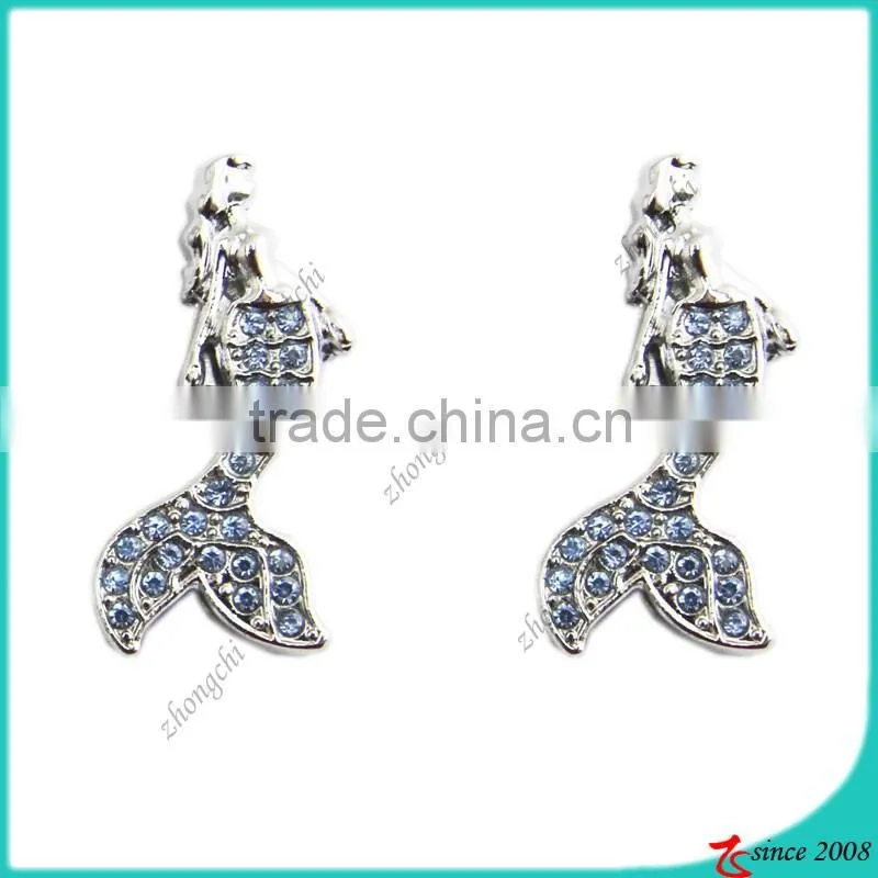 Metal Silver Shiny Crystal Rhinestone Paw Charm