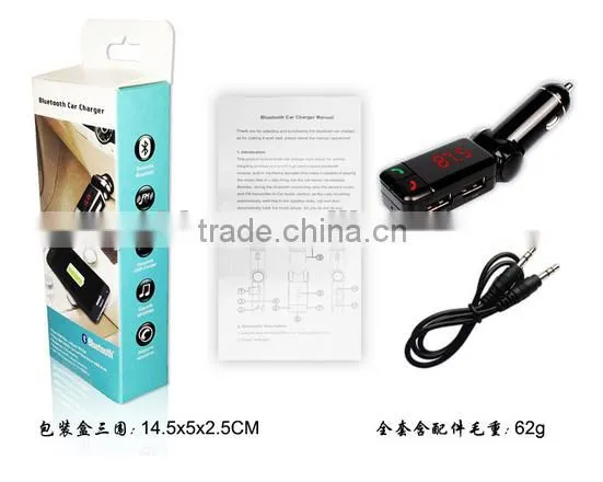 Hands free dual usb car charger wireless bluetooth fm transmitter for car mp3, bluetooth wireless fm transmitter