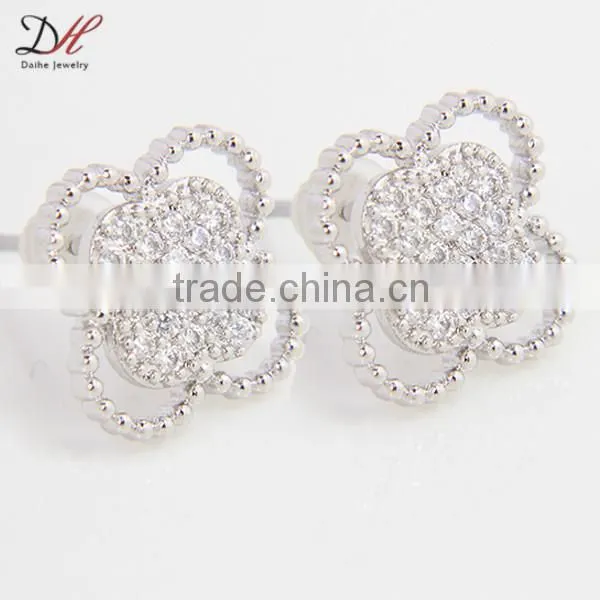 daihe AAA Zircon Flower Lady Earrings Studs copper shining custom earrings