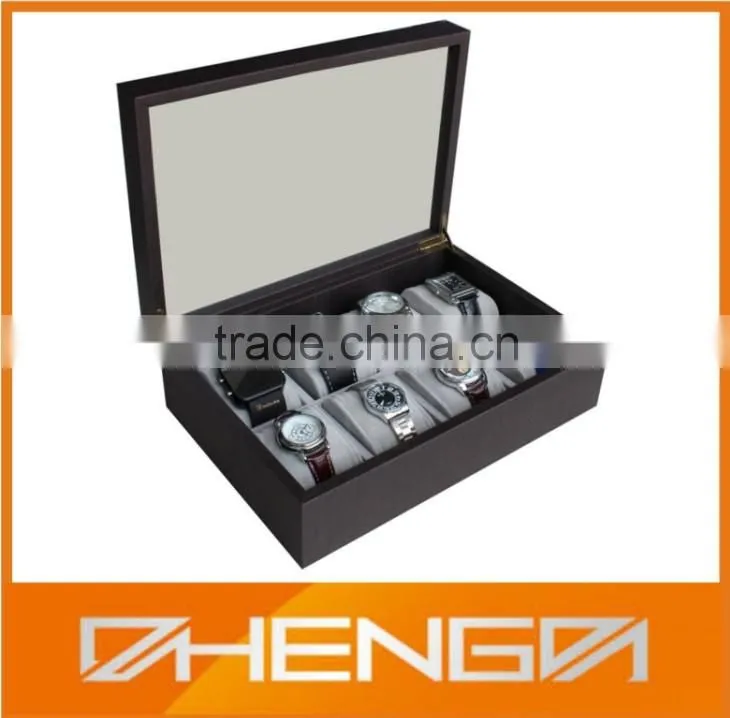 Best Sell custom made brown piano finish wooden watch packaging boxes (ZDS-F218)