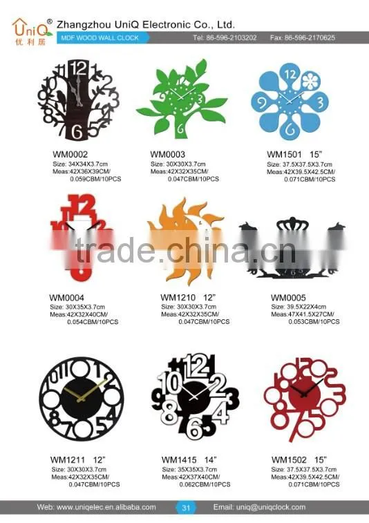 MDF wood mantle table clock for decor