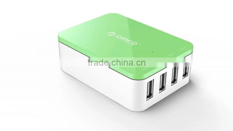 csa-4u 2015 Hot Selling White Light Power Adapter 4 Port USB 2 Round Plug wall charger for Moible