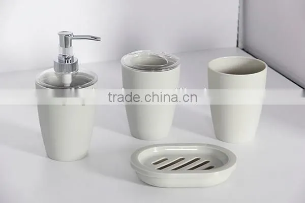 Elegant plastic 4pcs bathroom set with soap dispenser