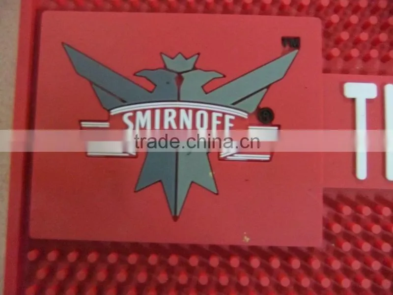 Eco-friendly hot selling soft pvc logo bar mats for promotion use