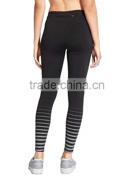Women compression reflective print tight hidden key pocket adult training pants