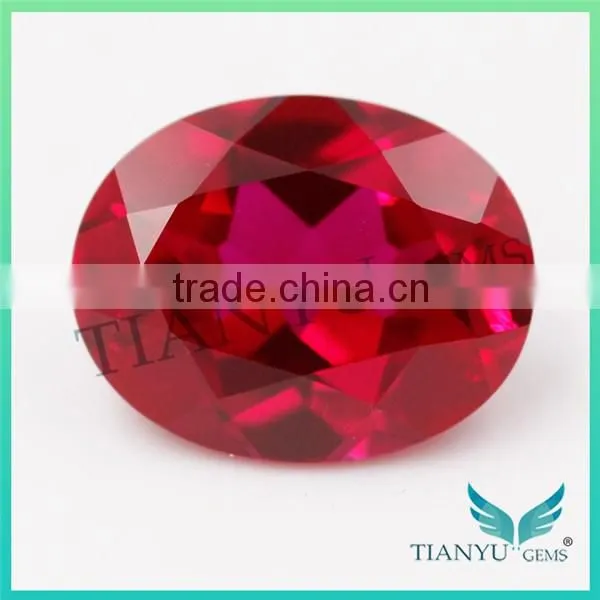 Wholesale Loose Synthetic Colored Gems Stones #8 Oval Cut Ruby Stone Corundum gemstone price