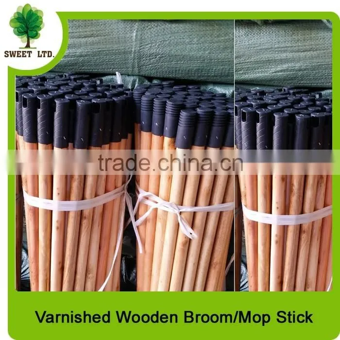very durable varnished wooden handle with plastic cap for garden tools