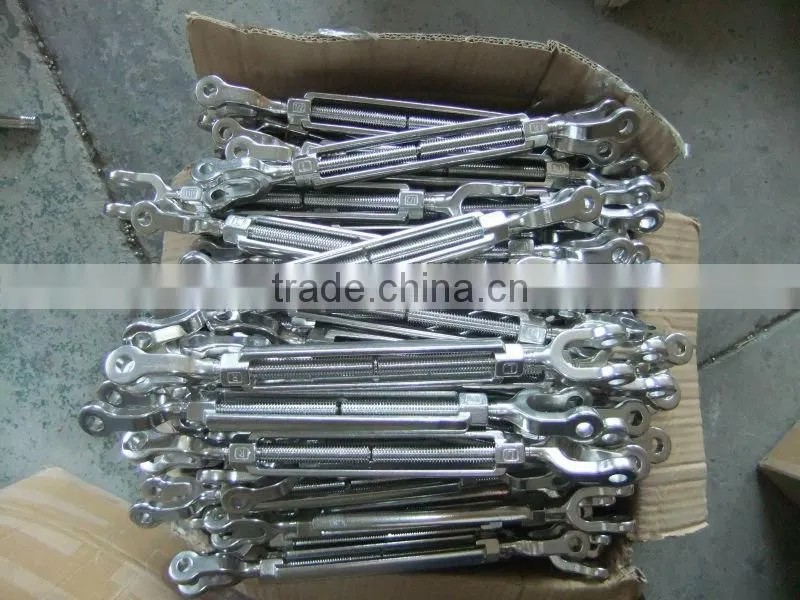 China 304 or 316 stainless steel big size turnbuckle with jaw / jaw