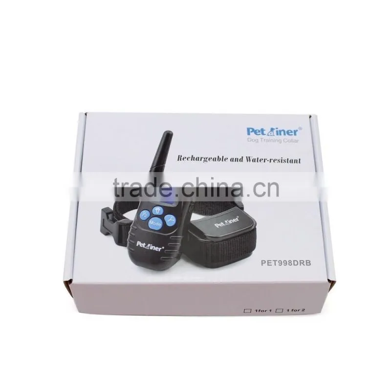 Hot sell Blue button Waterproof Rechargeable Remote Electric Shock Vibration Pet Dog Training Collar button option