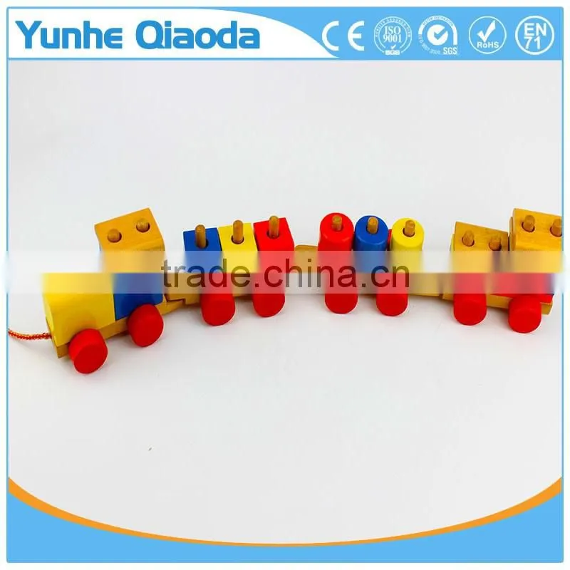 colorful Wood stocking Train Toys Geometric Building Blocks Education Gift