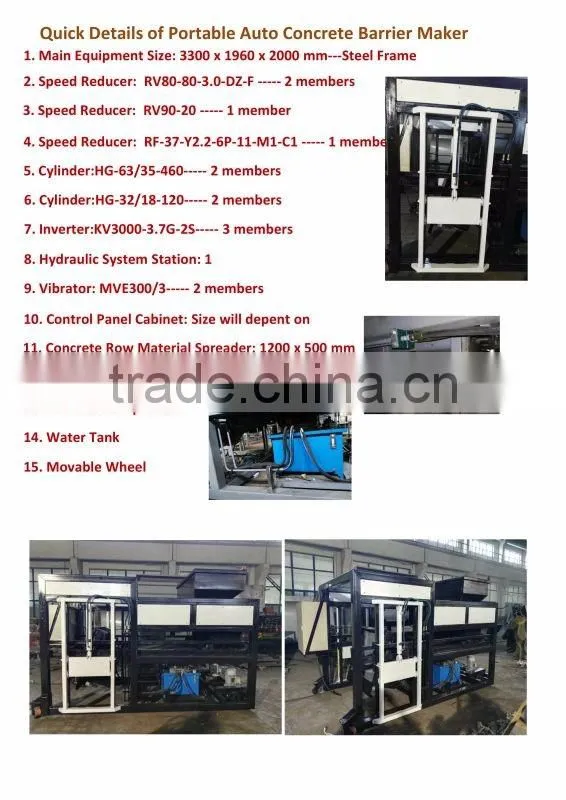 Highly Appreciated Portable Auto Concrete Barrier Maker Machine