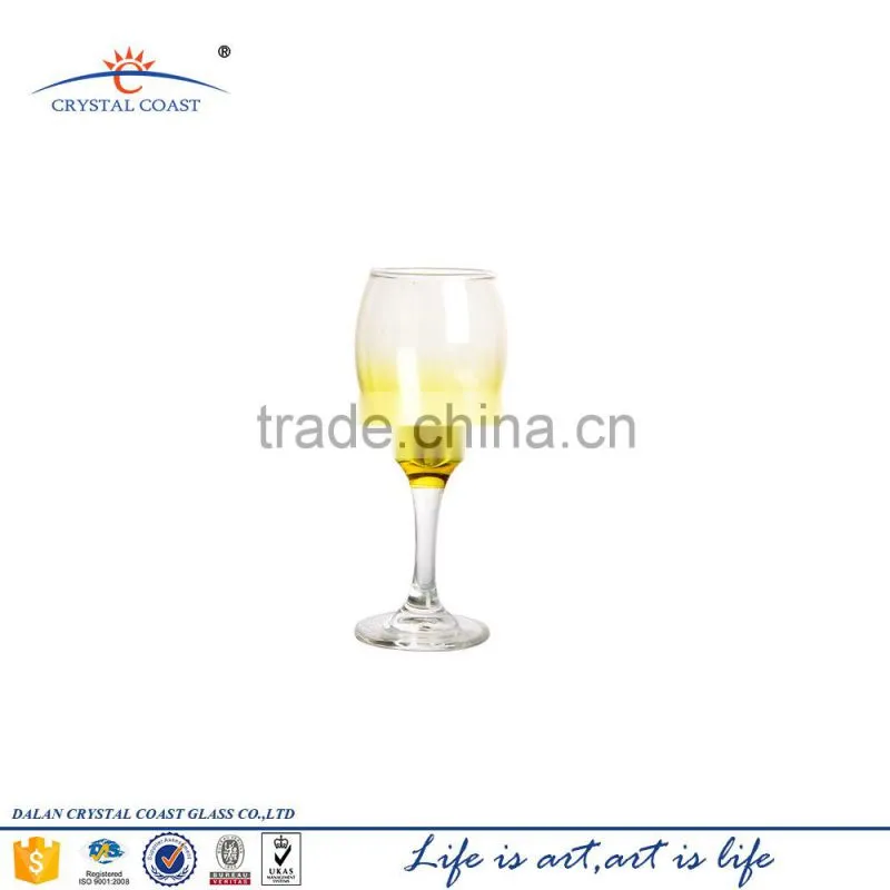 Cheap Hand Painted Hot Sale Colored Stem Amber Wine Glass Goblets