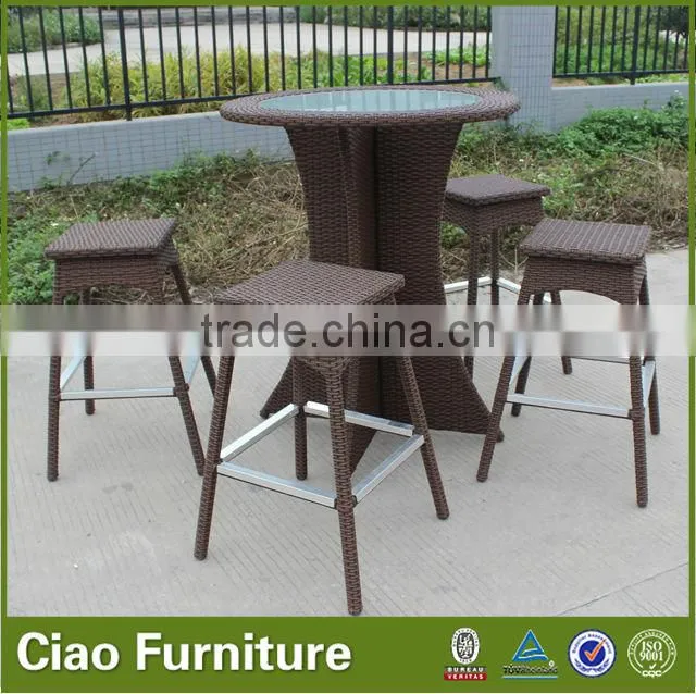 Classic rattan bar table set garden leisure bar table and chair set