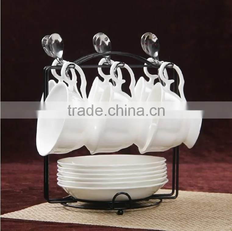 Tableware white porcelain cups and saucers, plain white porcelain cups and mugs