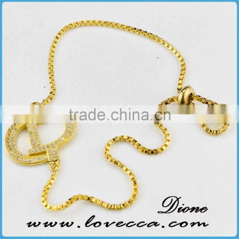 New gold bracelets design women micro pave gold cubic zirconia bracelet