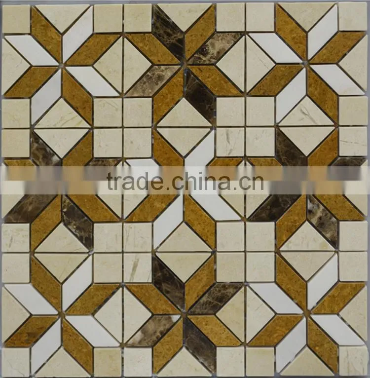 MM-CV304 Best sell bathroom natural stone beige marble flower pattern flooring mosaic tile
