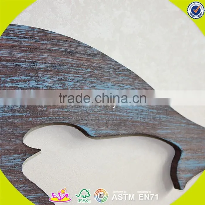 2017 New design home decorations wooden wall hanging top fashion whale shape wooden wall hanging W09D016
