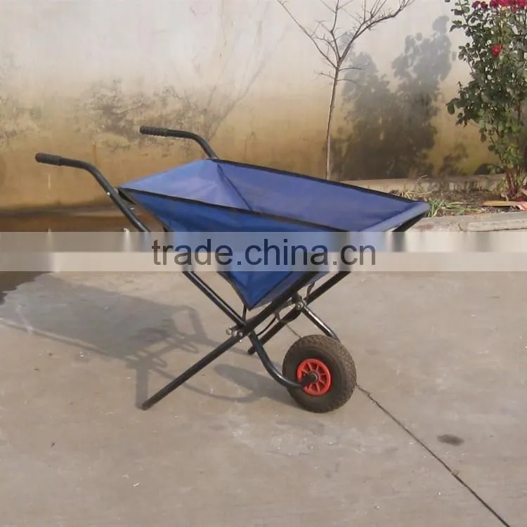 folding portable one wheel garden trash fabric wheelbarrow