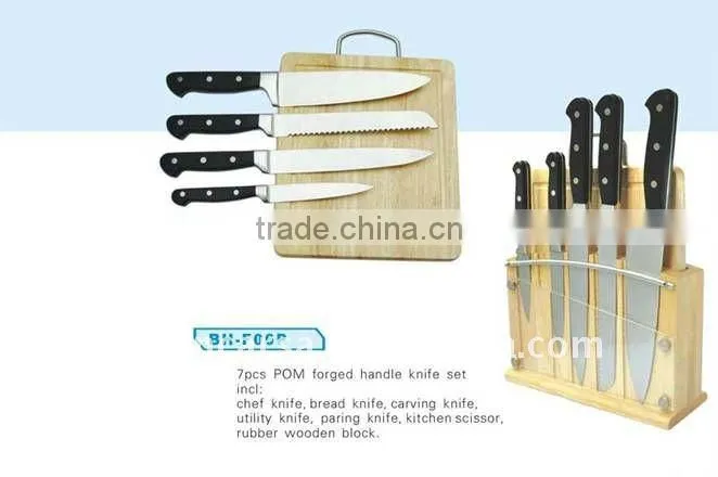 7pcs stainless steel kitchen knife set with block,funny kitchen set,knives