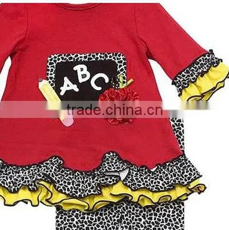 Red Yellow Black ABC Chalkboard Cheetah Leggings set