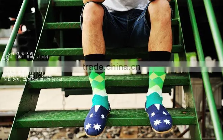 Men's British cotton in tube knitted happy socks wholesale
