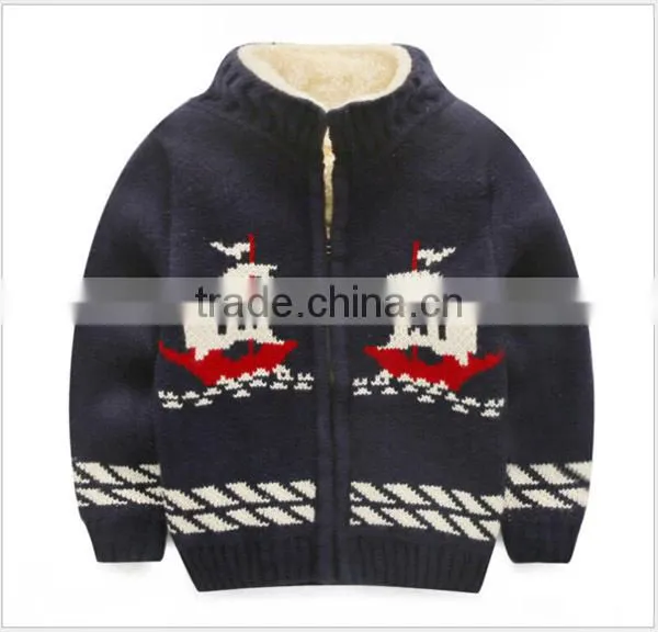 Boys Warm Fleece Lined Thick Knitted Sweater Cardigan