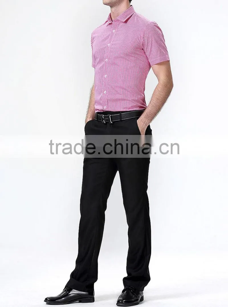 2017 new fashion short sleeve gingham/ check men's fancy casual shirt